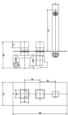 Technical image of Ultra Prospa Basin Mixer & Bath Filler Tap Set (Chrome).