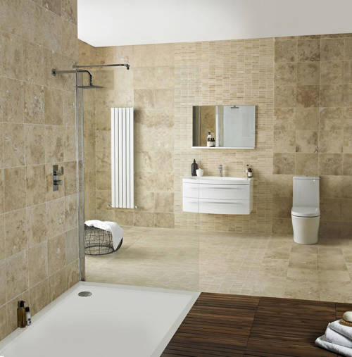 Example image of Hudson Reed Pearlstone Trays Low Profile Shower Tray. 900x760x40mm.