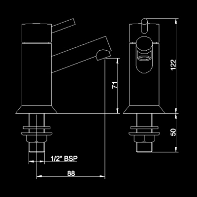 Technical image of Hudson Reed Kia Basin taps (pair)