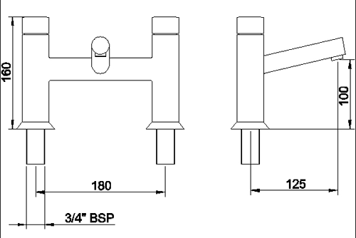 Technical image of Hudson Reed Jule Bath filler