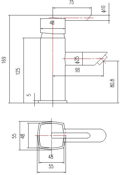 Technical image of Ultra Rialto Single Lever Mono Basin Mixer With Free Pop Up Waste.