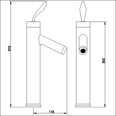 Technical image of Ultra Flame Single lever high rise mixer.