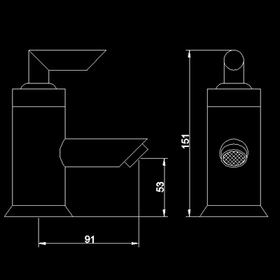 Technical image of Hudson Reed Xeta Mono basin mixer + free pop up waste