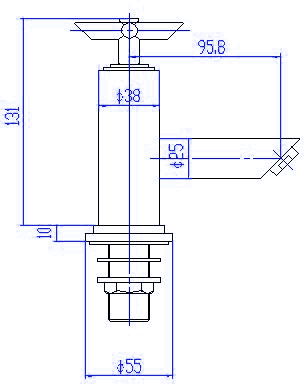 Technical image of Hudson Reed P-zazz Cross Head Bath Taps (pair).