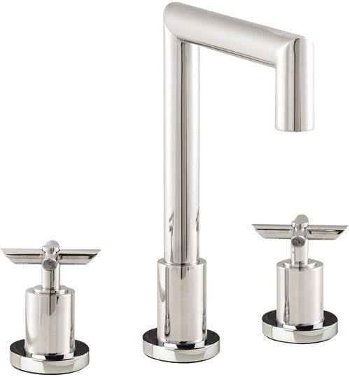 Larger image of Hudson Reed P-zazz Cross Head 3 Tap Hole Bath Filler With Swivel Spout.