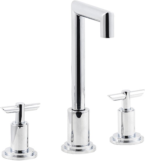 Larger image of Hudson Reed P-zazz T-Bar 3 Tap Hole Basin Mixer And Pop Up Waste.