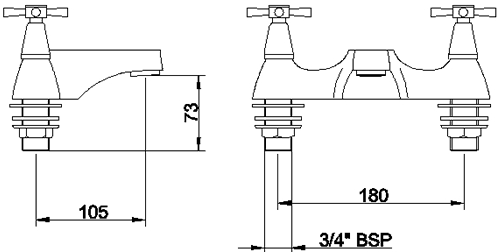 Technical image of Ultra Riva Bath filler tap
