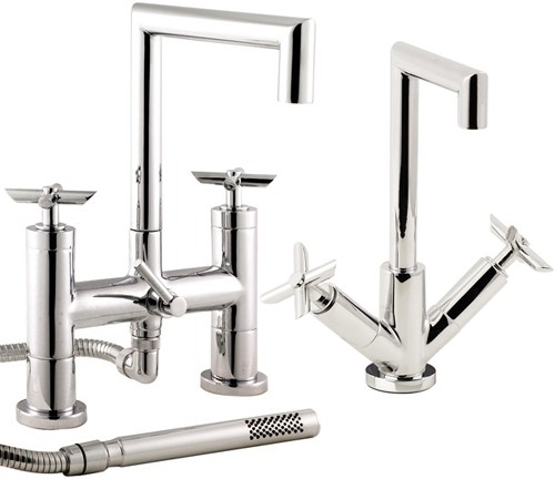 Larger image of Hudson Reed P-zazz Basin & Bath Shower Mixer Tap Set (Free Shower Kit).