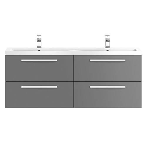 Hudson Reed Grey Quartet Wall Vanity Unit & Double Basin 1440Mm (G ).
