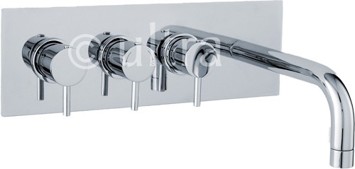 Larger image of Nuie Quest Wall Mounted Thermostatic Triple Bath Filler Tap (Chrome).