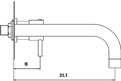 Technical image of Nuie Quest Wall Mounted Thermostatic Triple Bath Filler Tap (Chrome).