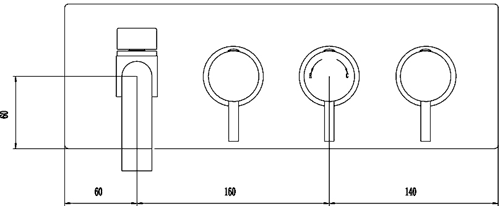 Technical image of Nuie Quest Thermostatic Bath Filler Tap, Slide Rail Kit, Shower Head & Diverter.