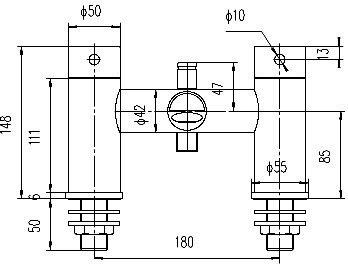 Technical image of Nuie Quest Bath Shower Mixer Tap With Shower Kit & Wall Bracket.