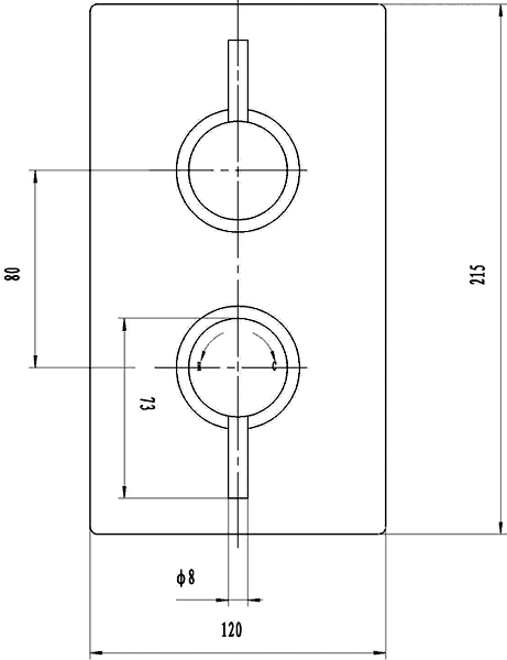 Technical image of Nuie Quest Twin Thermostatic Shower Valve, Slide Rail & Handset.