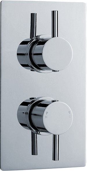 nuie Chrome Twin Thermostatic Shower Valve with Diverter - Medium Pressure - Brass & ABS - Image 3