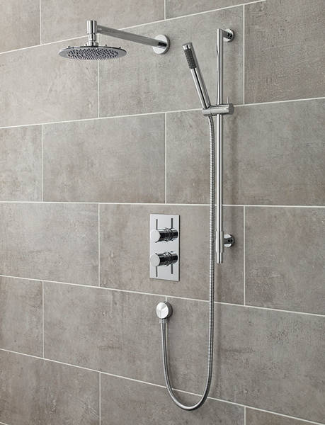 Larger image of Nuie Quest Quest Thermostatic Shower Valve, Head, Arm & Slide Rail Kit.