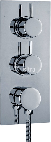 Example image of Nuie Quest Twin Thermostatic Shower Valve With Built In Outlet (Chrome)