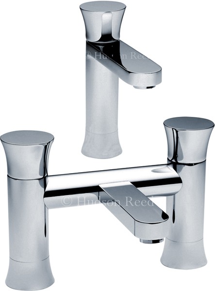 Larger image of Hudson Reed Quill Basin Mixer & Bath Filler Tap Set (Chrome).
