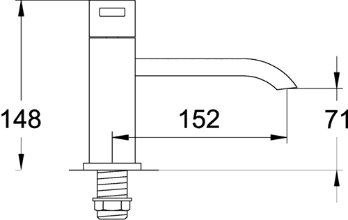 Technical image of Hudson Reed Rapid Bath Shower Mixer Tap With Shower Kit (Chrome).