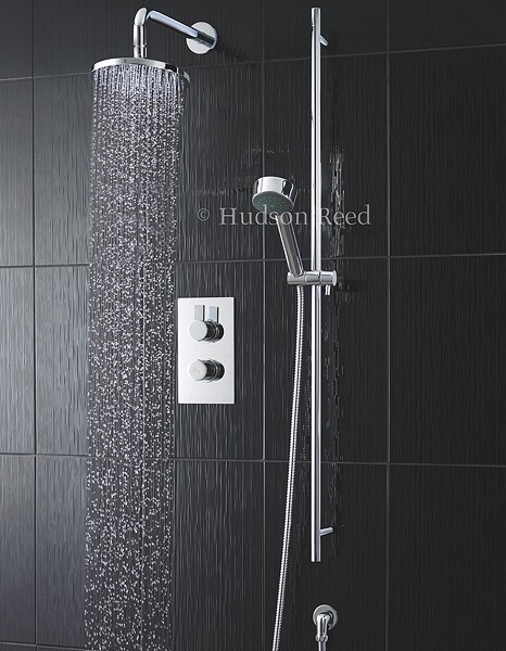 Example image of Hudson Reed Rapid 3/4" Thermostatic Shower Valve, Diverter, Head & Slide Rail.