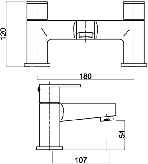 Technical image of Ultra Ratio Bath Filler Tap (Chrome).