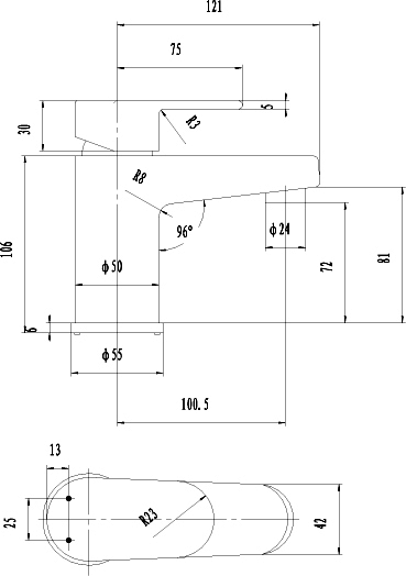 Technical image of Ultra Ratio Basin Tap (Chrome).