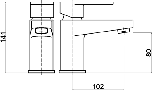 Technical image of Ultra Ratio Basin Tap (Chrome).