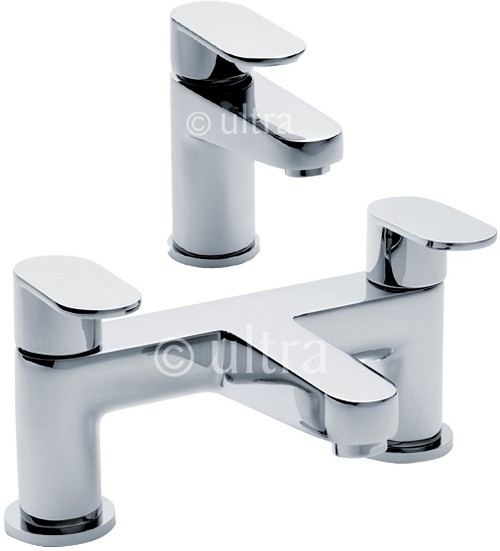 Larger image of Ultra Ratio Basin Mixer & Bath Filler Tap Set (Chrome).