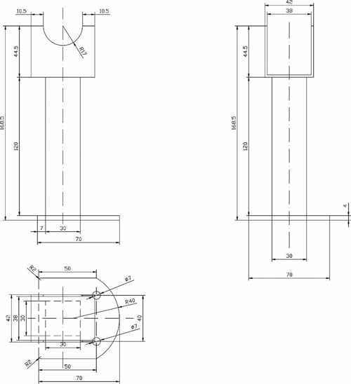 Technical image of Towel Rails Small Floor Mounting Feet (Anthracite, Pair).