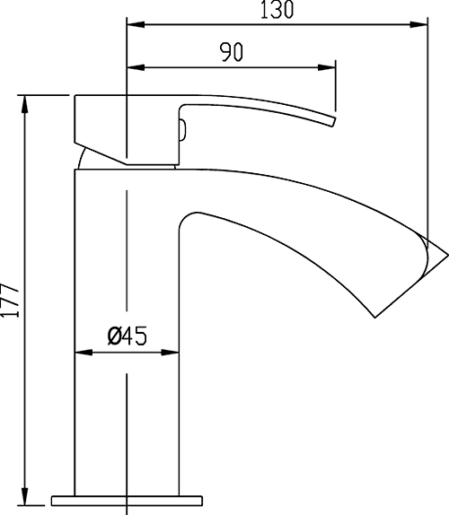 Technical image of Hudson Reed Reign Waterfall Basin Tap (Chrome).