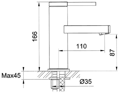 Technical image of Hudson Reed Relay Basin Tap (Chrome).