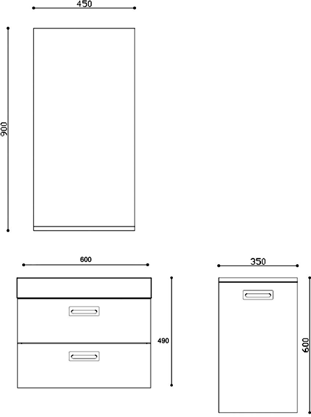 Technical image of Ultra Asset Complete Bathroom Furniture Pack (Dark Oak).