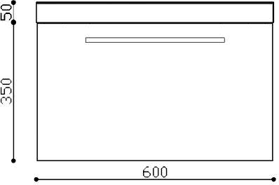 Technical image of Ultra Glide Wall Mounted Vanity Unit With Basin (Walnut). 600Wx400Hmm.