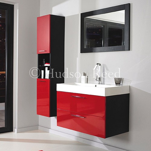 Larger image of Hudson Reed Contrast Wall Hung Furniture Set (Red & Black).