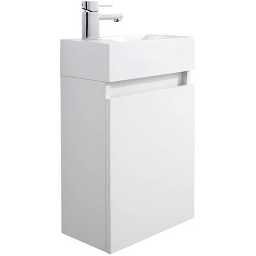 Larger image of Ultra Furniture Zone Compact Wall Mounted Vanity Unit & Basin (White).
