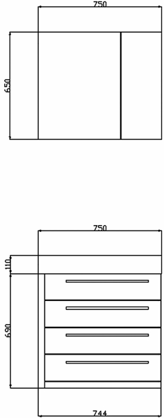 Technical image of Hudson Reed Sequence Bathroom Furniture Pack (Walnut).