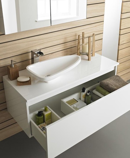 Example image of Hudson Reed Pearl 1100 Wall Hung Vanity Unit With Basin & Drawer (White).