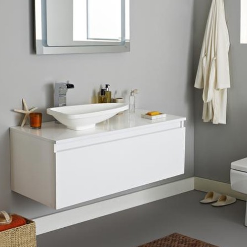 Example image of Hudson Reed Pearl 1100 Wall Hung Vanity Unit With Basin & Drawer (White).