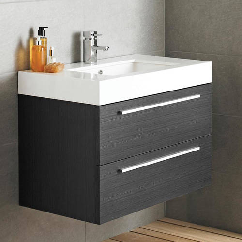 Larger image of Ultra Furniture Silhouette Wall Mounted Vanity Unit With Basin (Grey).