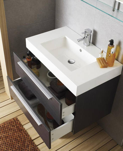 Example image of Ultra Furniture Silhouette Wall Mounted Vanity Unit With Basin (Grey).