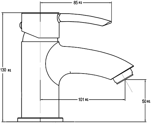 Technical image of Ultra Series 170 Basin Mixer Tap (Chrome).