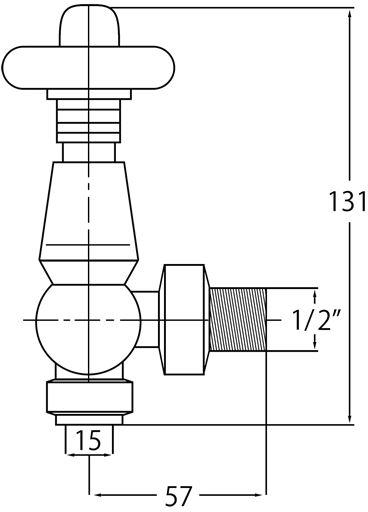 Technical image of HR Traditional Camden Thermostatic Radiator Valve Pack (Antique Brass).