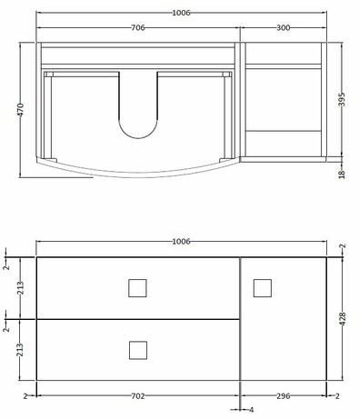 Technical image of HR Sarenna Bathroom Furniture Pack 2 (LH, Cashmere)