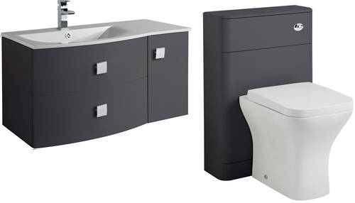 Larger image of HR Sarenna Bathroom Furniture Pack 2 (LH, Graphite)