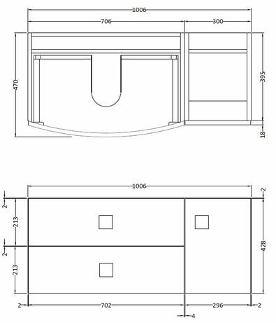 Technical image of HR Sarenna Bathroom Furniture Pack 2 (LH, White)