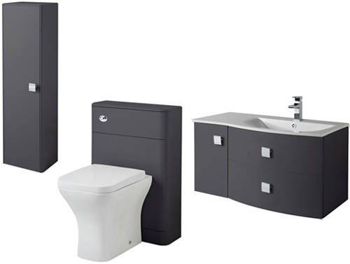 Larger image of HR Sarenna Bathroom Furniture Pack 6 (RH, Graphite)