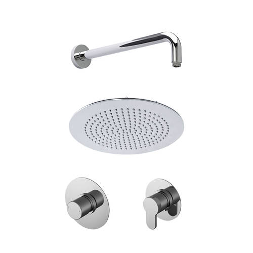 Nuie Arvan Shower Bundle With Valves, Head & Arm (1 Outlet, Chrome).