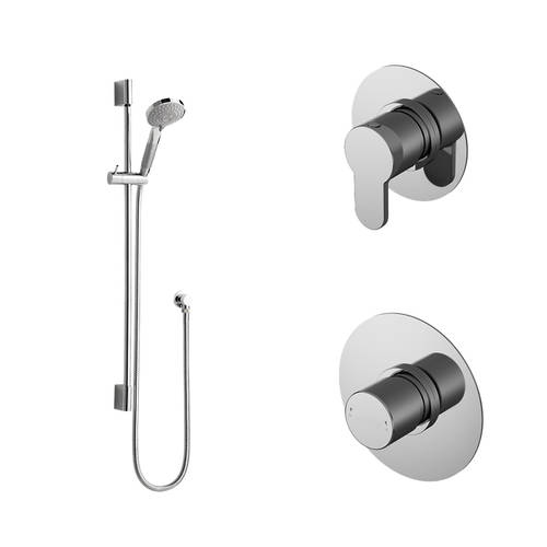 Nuie Arvan Shower Bundle With Valves & Slide Rail Kit (1 Outlet, Chrome).