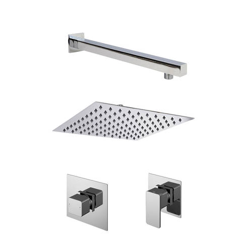 Nuie Windon Shower Bundle With Valves, Head & Arm (1 Outlet, Chrome).