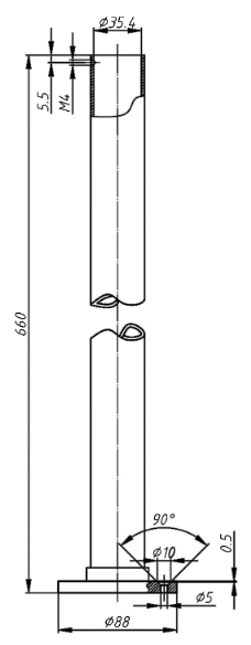 Technical image of Nuie Luxury Baths Pair Of Standpipes (Chrome). 600x40mm.